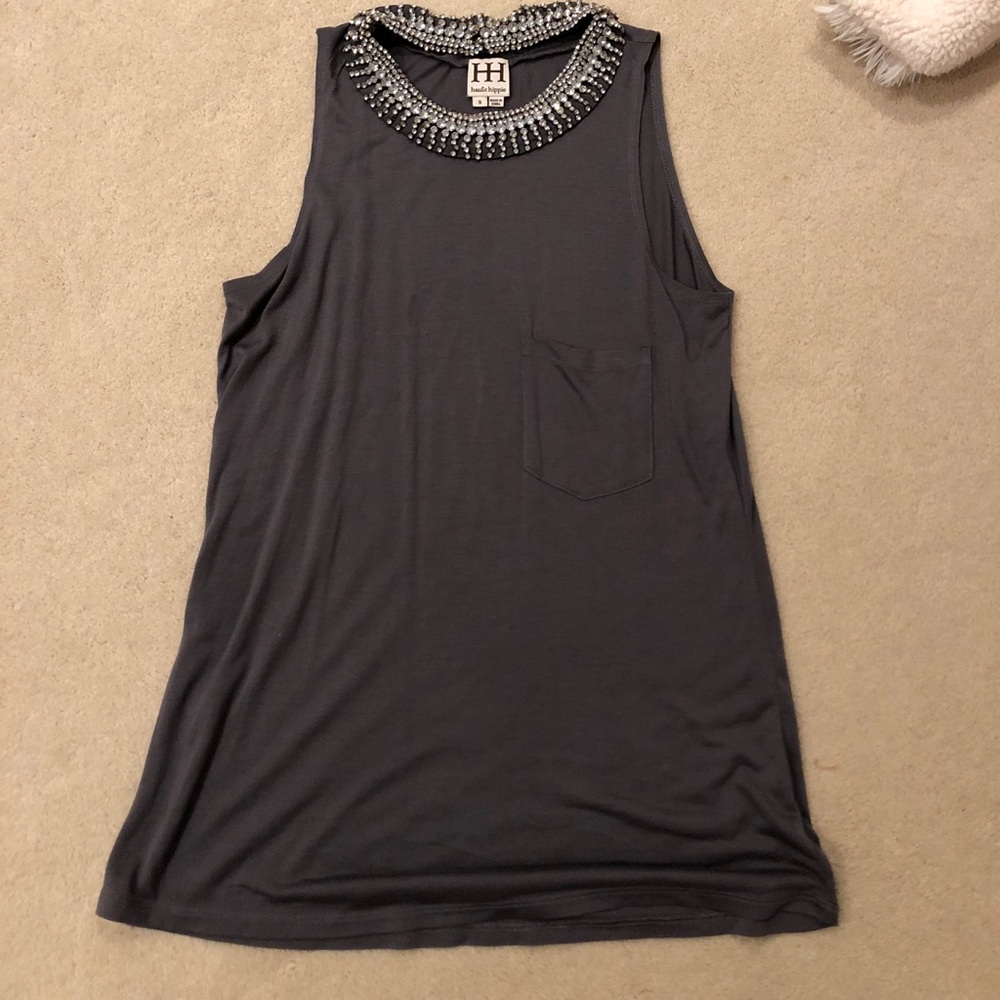 Haute Hippie embellished collar tank